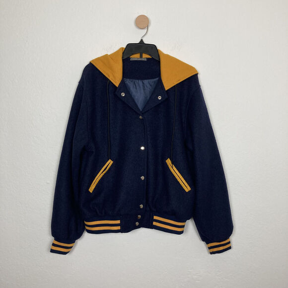 NEW WITHOUT TAGS CARMAR MEN'S BLUE LONG SLEEVE FULLY LINED VARSITY JACKET SIZE S - Picture 2 of 11